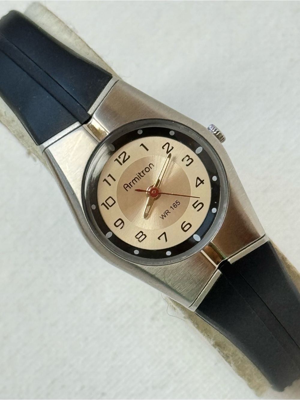 Vintage Armitron Thin Sport Watch Women's Silver Black 25/6355